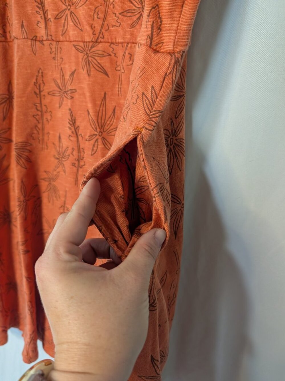 Toad&Co Samba Corfu Dress Rust Terracotta Floral Pocket Womens Large L - Picture 4 of 9